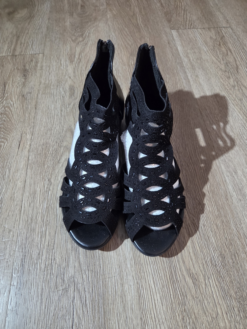 & Other Stories Black Cutout Peep-Toe Heeled Sandals